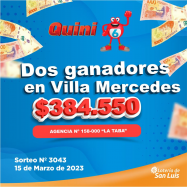 ¡Dos premios de Quini 6 en Villa Mercedes!