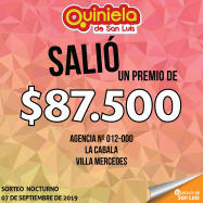 ¡Gran premio de Quiniela en Villa Mercedes!