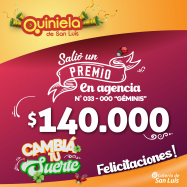 ¡Salió un premio de Quiniela en San Luis!