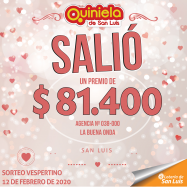 ¡Salio un premio de Quiniela en San Luis!