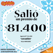 ¡Salió un premio de Quiniela en Villa Mercedes!